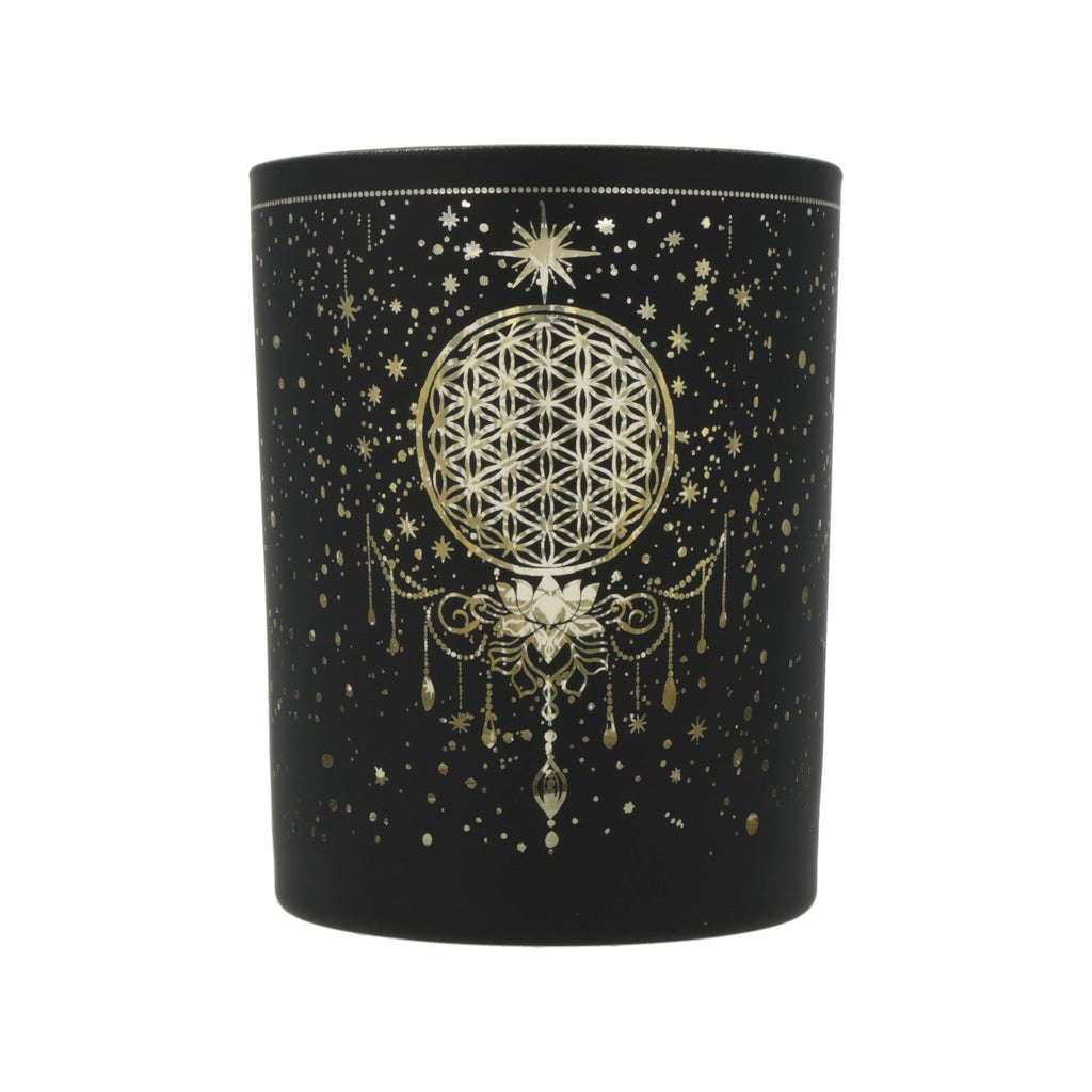 Flower of Life Mood Light, Frosted Glass, Metallic, Mystical (10 x 12.5 cm)