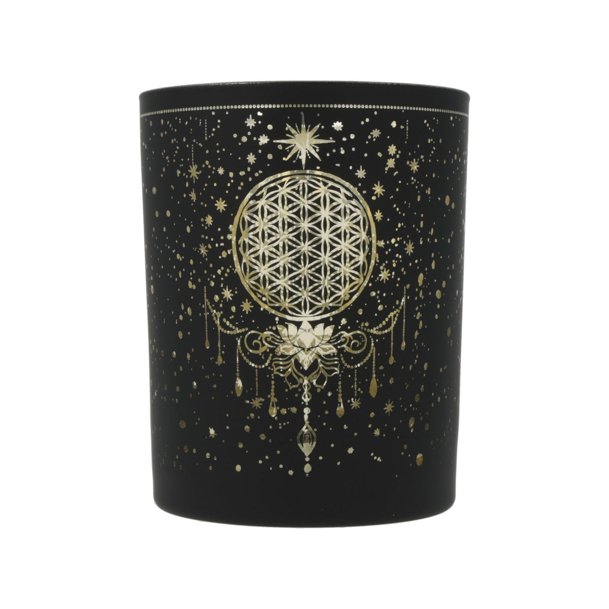 Flower of Life Mood Light, Frosted Glass, Metallic, Mystical (10 x 12.5 cm)
