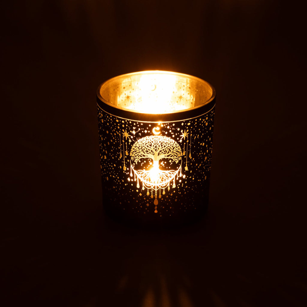 Sfeerlicht levensboom matglas/metallic (7,3x8 cm)