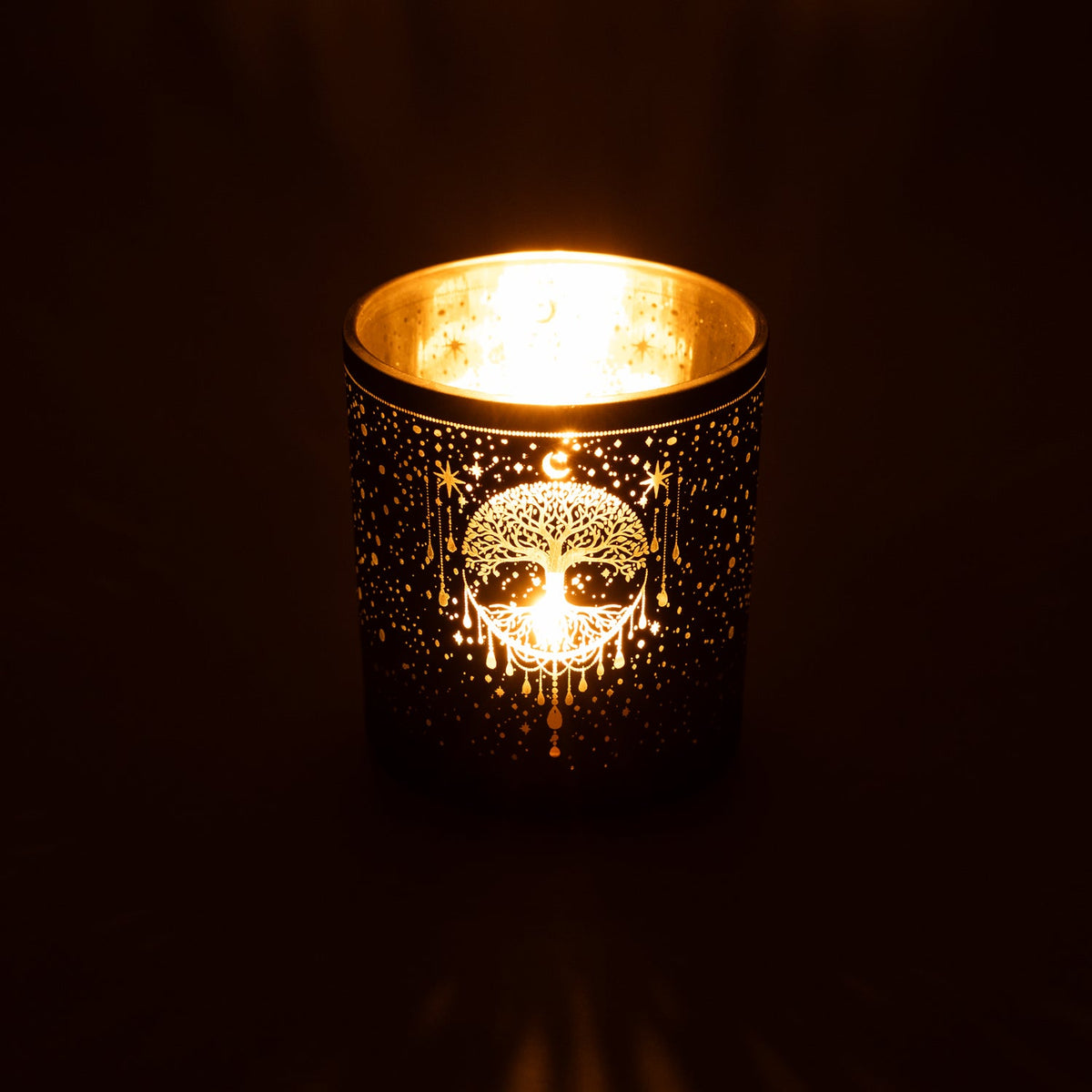 Sfeerlicht levensboom matglas/metallic (7,3x8 cm)