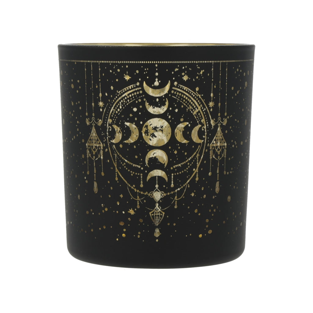 Moon phase theelichthouder matglas/metallic mystical (7,3x8 cm)