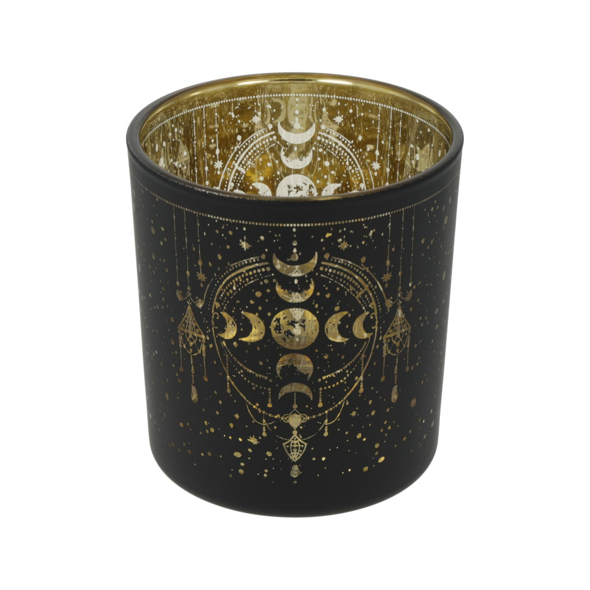 Moon phase theelichthouder matglas/metallic mystical (7,3x8 cm)