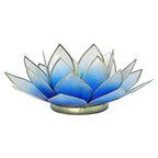 Lotus sfeerlicht blauw/wit 2-kleurig goudrand (13.5 cm)