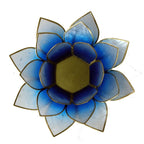 Lotus sfeerlicht blauw/wit 2-kleurig goudrand (13.5 cm)