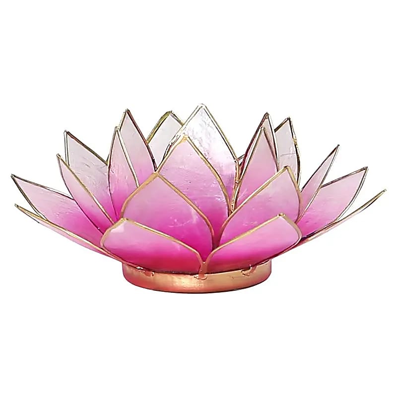 Lotus theelichthouder roze goudrand (13.5 cm)