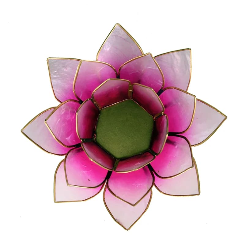 Lotus theelichthouder roze goudrand (13.5 cm)