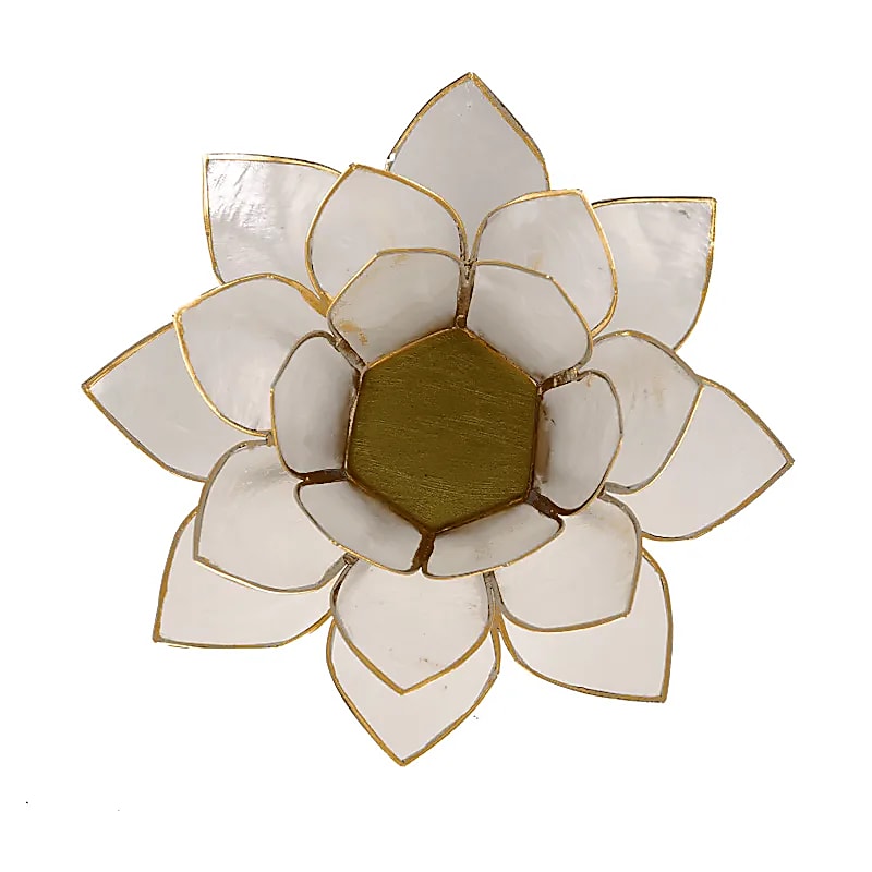 Lotus sfeerlicht naturel goudrand (13,5 cm)