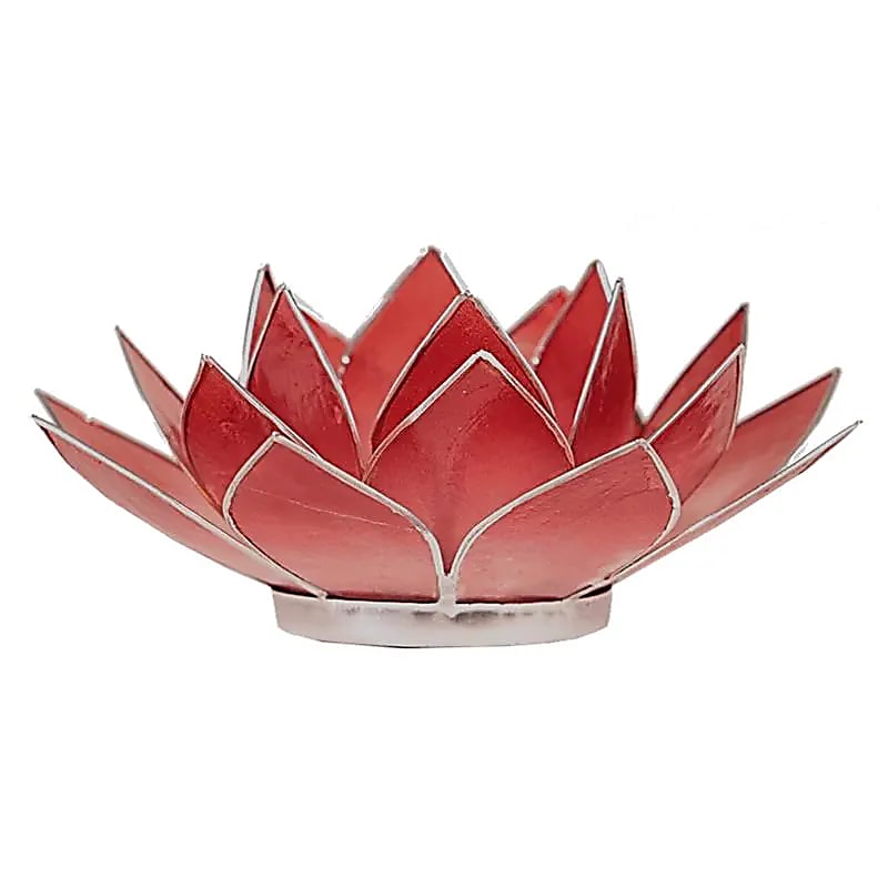 Lotus sfeerlicht roze/rood zilverrand (13.5 cm)