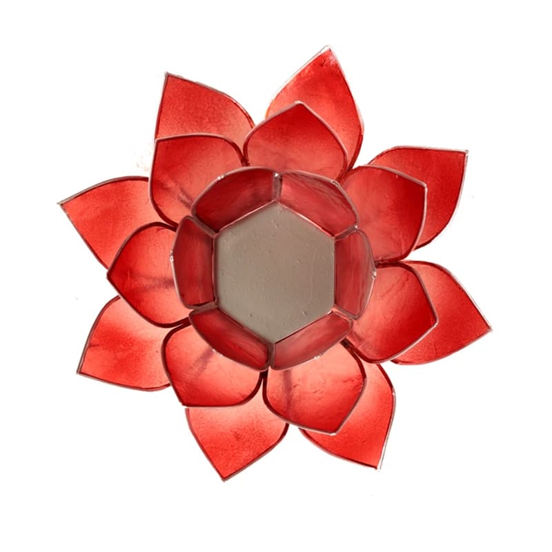 Lotus sfeerlicht roze/rood zilverrand (13.5 cm)