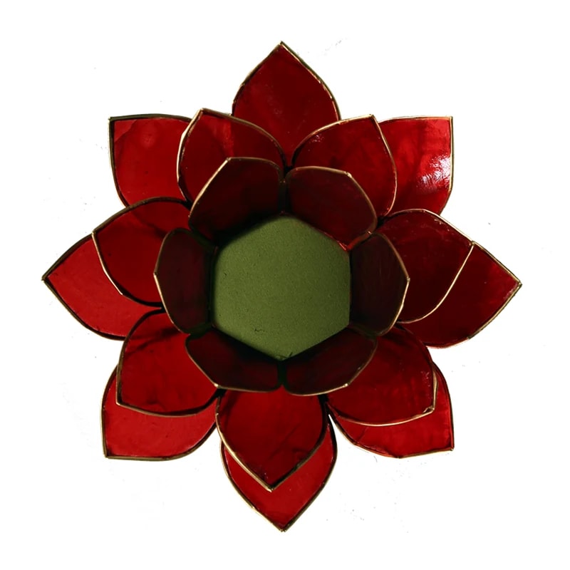 Lotus Mood Light, Red, 1st Chakra, Gold Rim (13.5 cm)