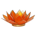 Lotus sfeerlicht oranje 2e chakra goudrand (13,5 cm)
