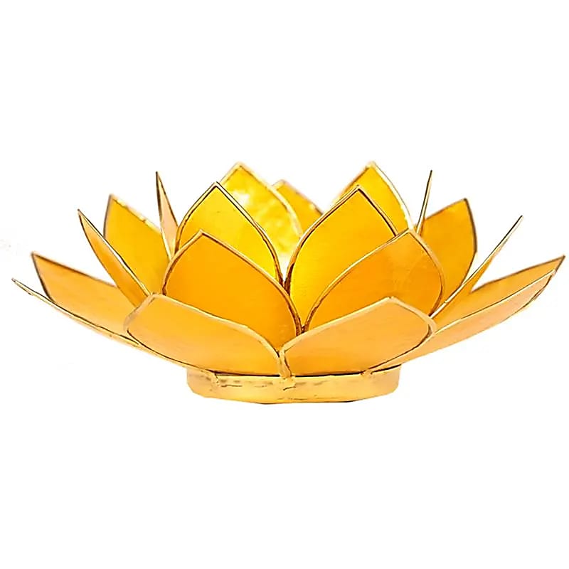 Lotus sfeerlicht geel 3e chakra goudrand (13.5 cm)