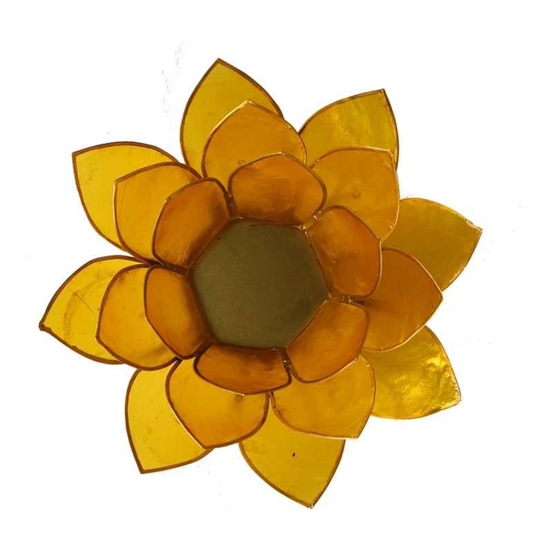 Lotus Mood Light, Yellow, 3rd Chakra, Gold Rim (13.5 cm)