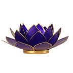 Lotus Mood Light, Indigo, 6th Chakra, Gold Rim (13.5 cm)