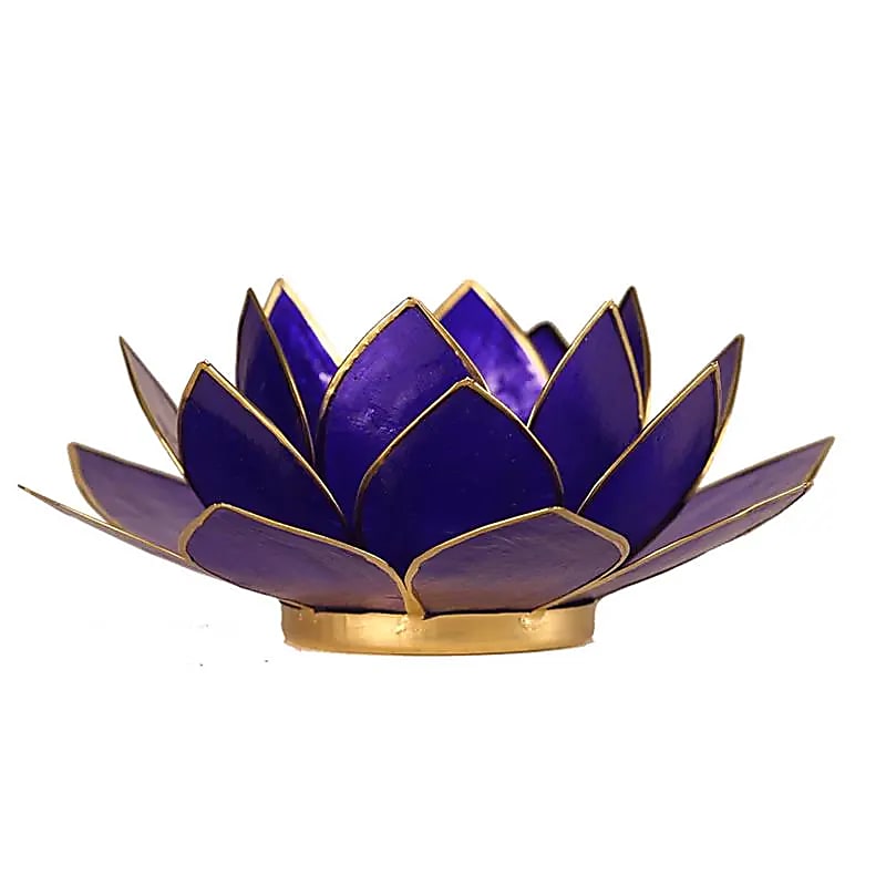 Lotus sfeerlicht indigo 6e chakra goudrand (13.5 cm)