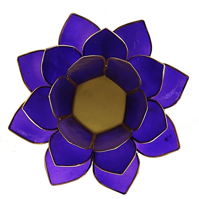 Lotus sfeerlicht indigo 6e chakra goudrand (13.5 cm)