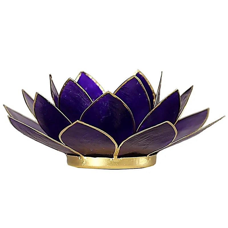 Lotus sfeerlicht violet 7e chakra goudrand (13.5 cm)