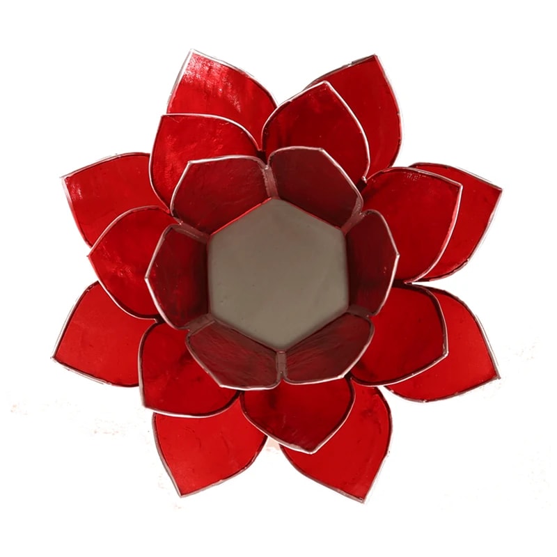 Lotus sfeerlicht rood 1e chakra zilverrand (13.5 cm)