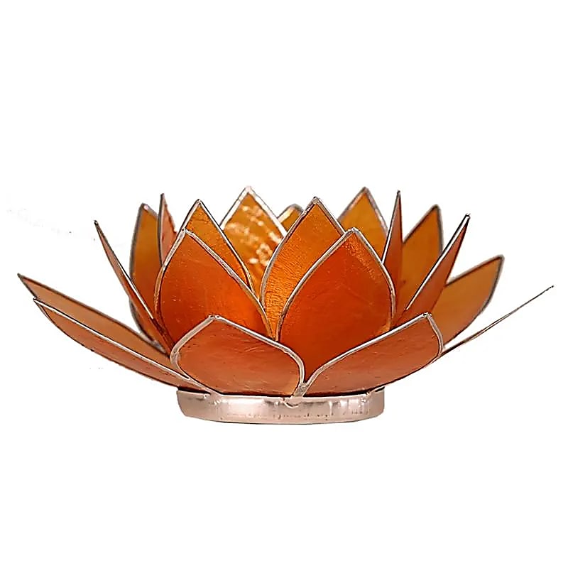 Lotus sfeerlicht oranje 2e chakra zilverrand (13.5 cm)