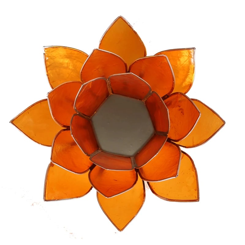 Lotus sfeerlicht oranje 2e chakra zilverrand (13.5 cm)
