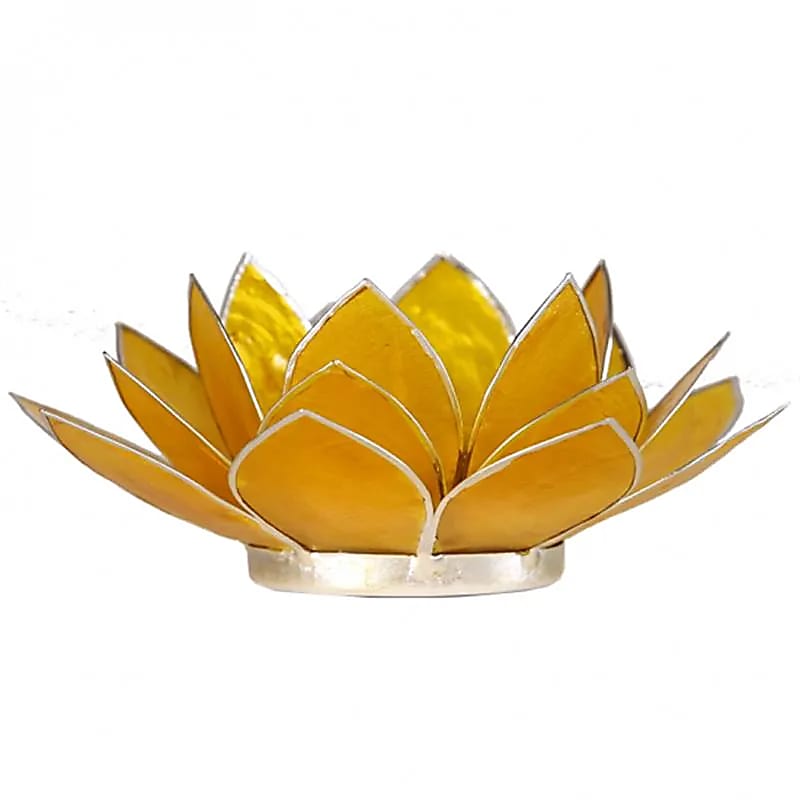 Chakra Mood Light, Lotus Yellow, 3rd Chakra, Silver Rim (13.5 cm)