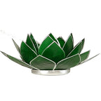 Lotus Mood Light, Green, 4th Chakra, Silver Rim (13.5 cm)