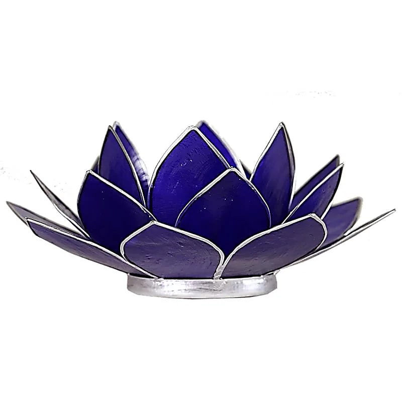 Lotus sfeerlicht indigo 6e chakra zilverrand (13.5 cm)