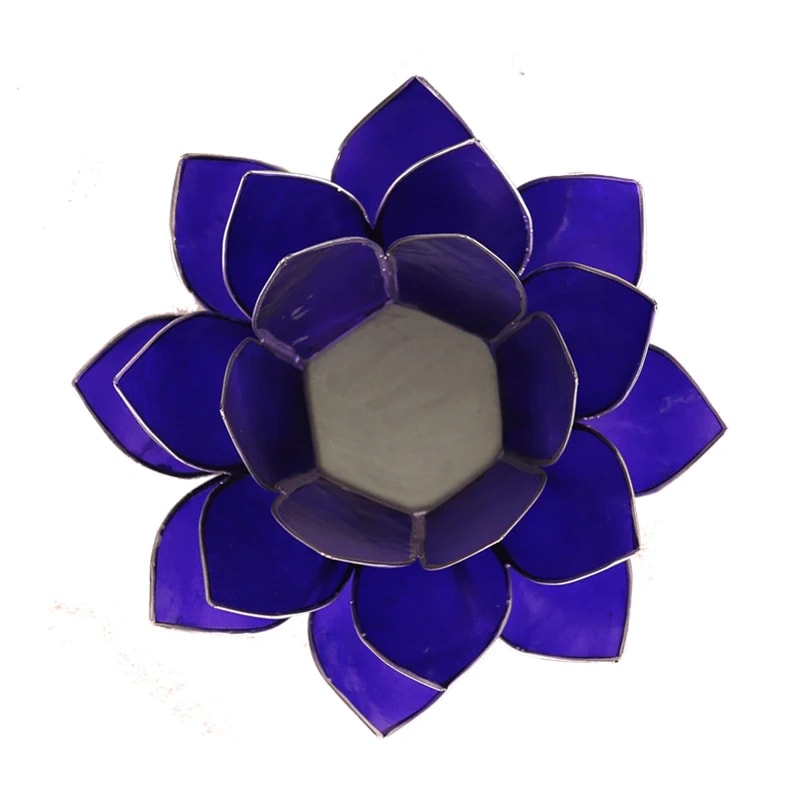Lotus Mood Light, Indigo, 6th Chakra, Silver Rim (13.5 cm)