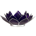 Lotus sfeerlicht violet 7e chakra zilverrand (13.5 cm)