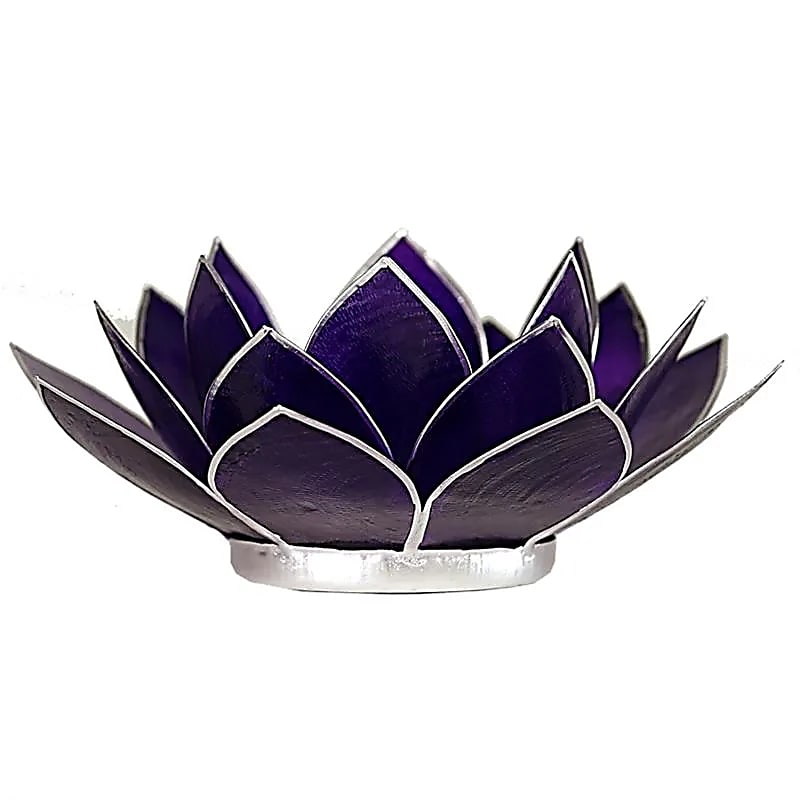 Lotus sfeerlicht violet 7e chakra zilverrand (13.5 cm)