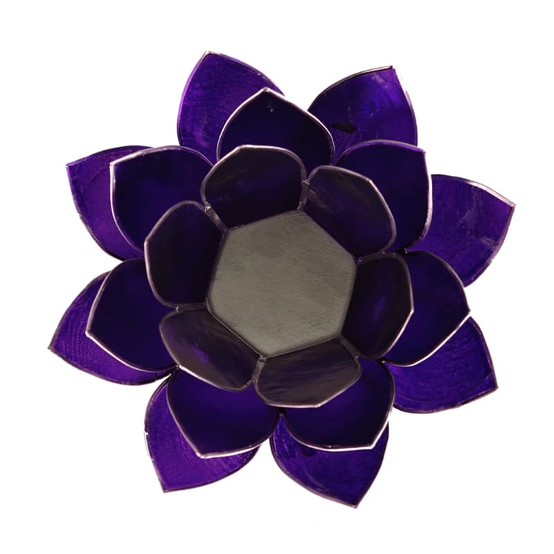 Lotus sfeerlicht violet 7e chakra zilverrand (13.5 cm)