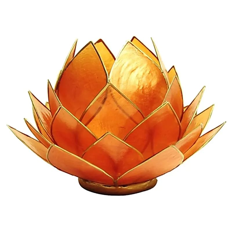 Lotus sfeerlicht oranje goudrand groot (15x15 cm)