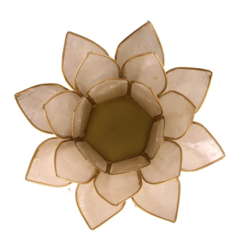 Lotus sfeerlicht parelmoer goudrand (13.5 cm)