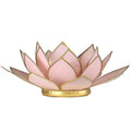 lotus theelichthouder pastel roze goudrand (13.5 cm)