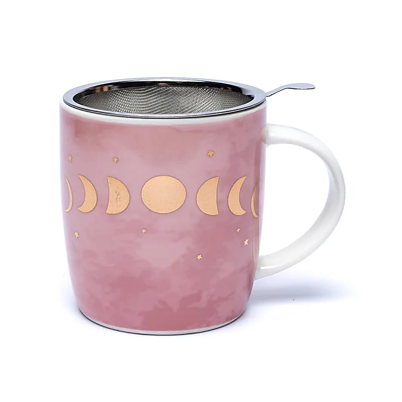 Tea Mug with Strainer and Lid: Moon Phases (±400 ml)