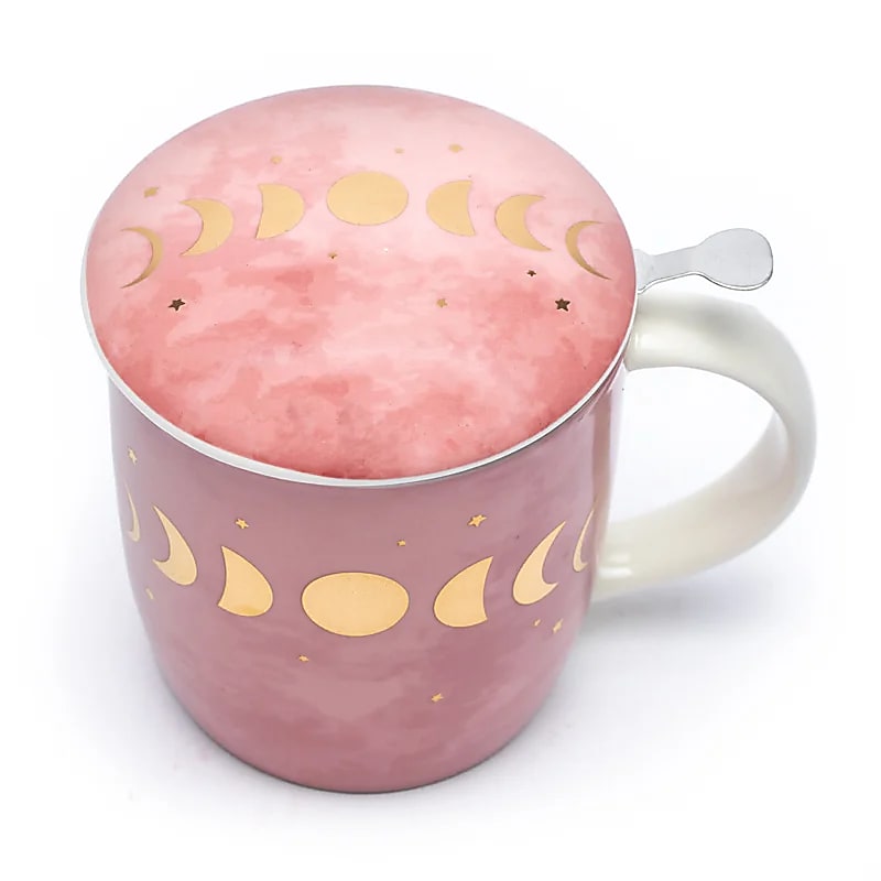 Tea Mug with Strainer and Lid: Moon Phases (±400 ml)