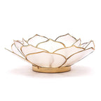 Lotus waxinelichthouder bladvorm naturel goudrand (13.5 cm)