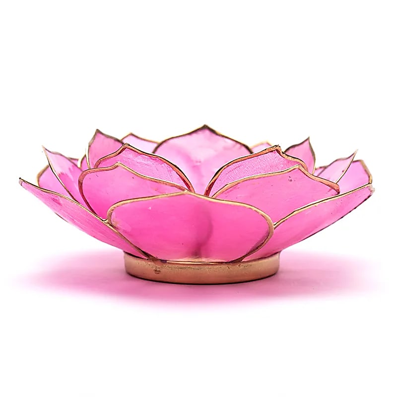 Lotus sfeerlicht roze bladvorm goudrand (13,5 cm)