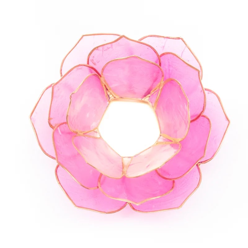 Lotus sfeerlicht roze bladvorm goudrand (13,5 cm)