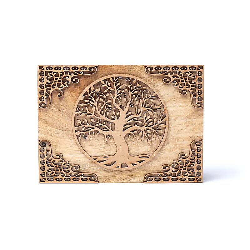 Mango Wood Tarot Box: Tree of Life (18x12 cm)