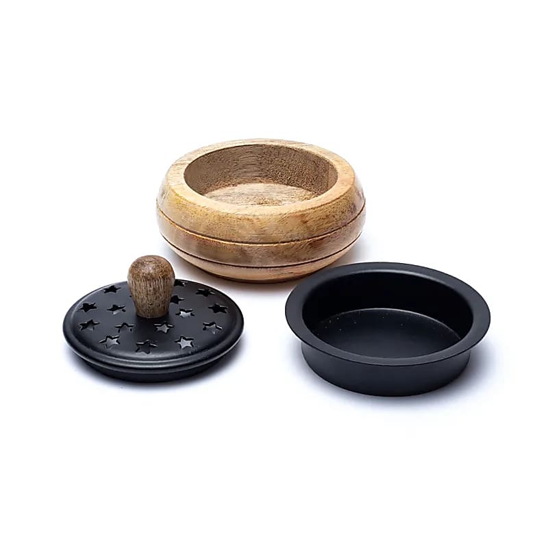 Houten wierookbrander mangohout (9x7cm)