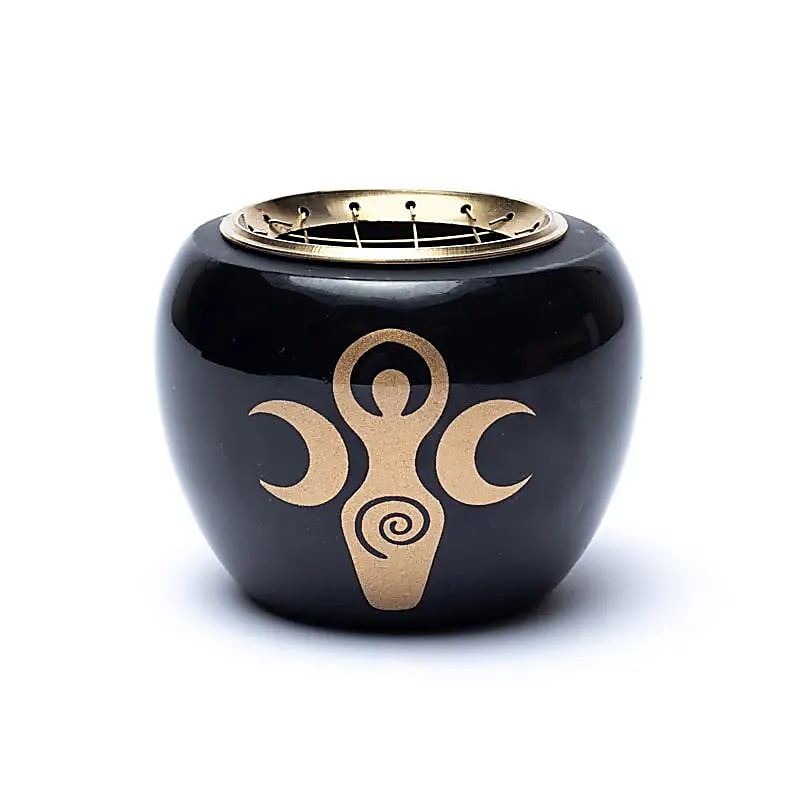 Godinnen wierookbrander zwart & goud (9x7cm)