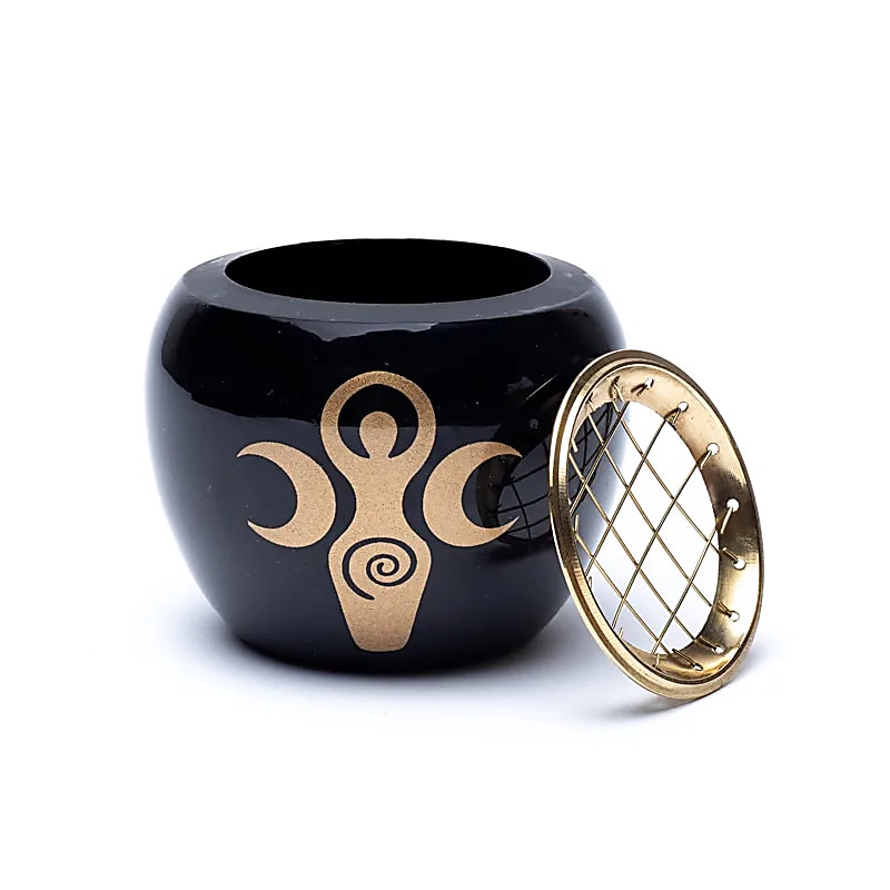 Godinnen wierookbrander zwart & goud (9x7cm)