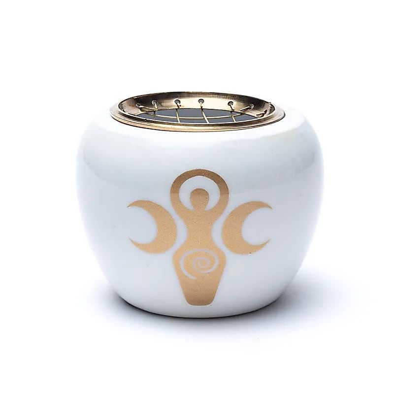 Wierookbrander godin wit & goud (9x7cm)