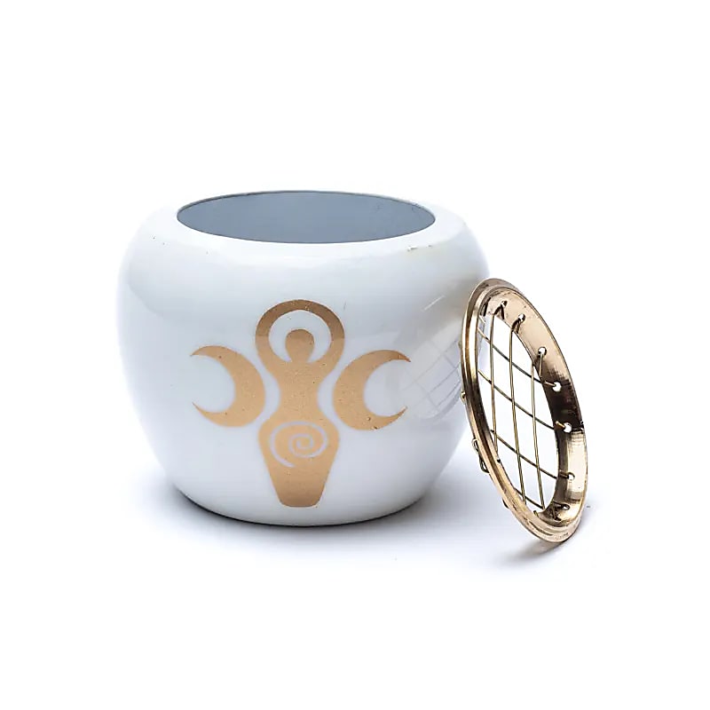 Wierookbrander godin wit & goud (9x7cm)