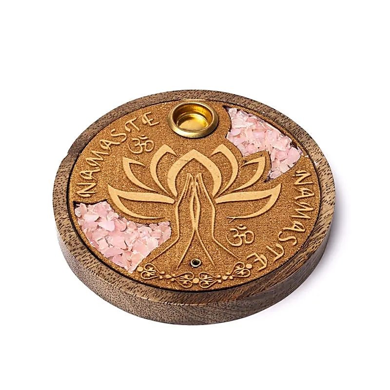 Räucherwerk- und Räucherkegelhalter aus Rosenquarz von KEY LIME STORE