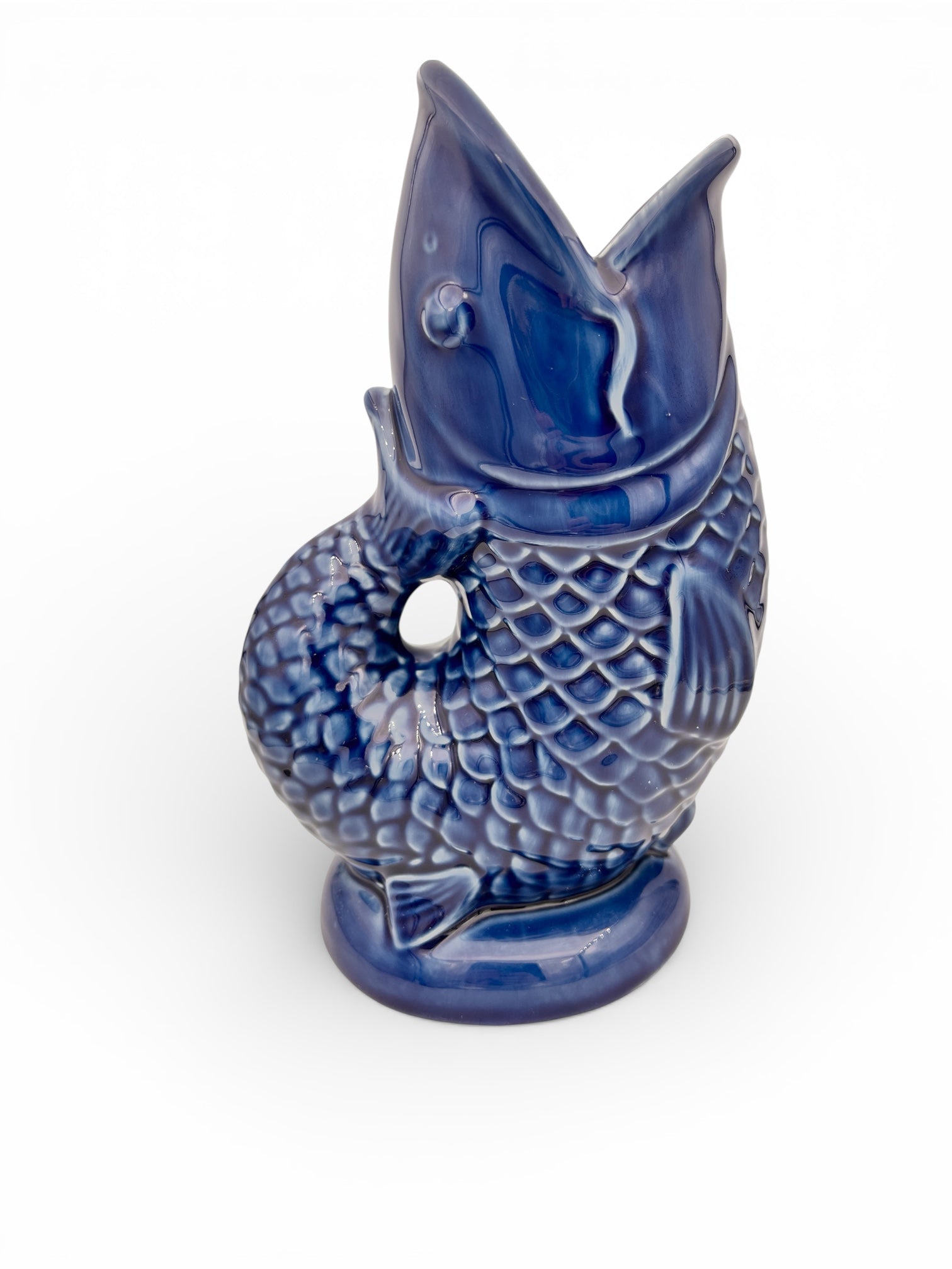 Blauwe vis vaas van 26 cm hoog