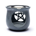 Wierookbrander pentagram grijs met zeef (8.5x9 cm)