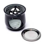 Wierookbrander Pentagram Zeepsteen Zwart + Zeef (8.5x9 cm)
