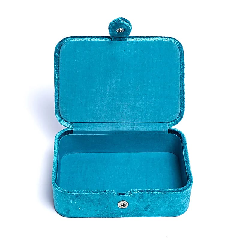 Fluwelen tarotdoos blauw met bloemen (11x15,5x5 cm)